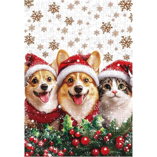 Great Jigsaw Puzzles for Adults 300 Pieces Christmas Dog and Cat Puzzles for Adults Toys Gift Family Decoration Kids Puzzle