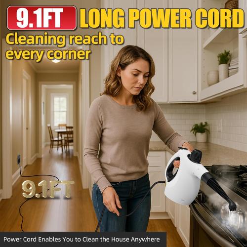 Pressurized Upgraded Handheld Steam Cleaner for Home with 13 pcs Accessories, Chemical-Free Multi-Purpose 450ML Steamer for Cleaning Car, Furniture, Floor, Tile Grout and Home Use