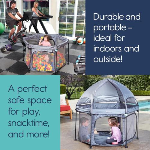 Hiccapop 53” PlayPod Outdoor Baby Playpen for Baby with Canopy, Deluxe Portable Playpen for Babies and Toddlers with Dome