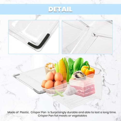 HECASA 2 Pack 240337103 Refrigerator Crisper Drawer Compatible with Kenmore Frigidaire Fridge Drawer Refrigerator Pan Shelf 240337102 240337105 240337107 240337108 240337109 Replacement Only