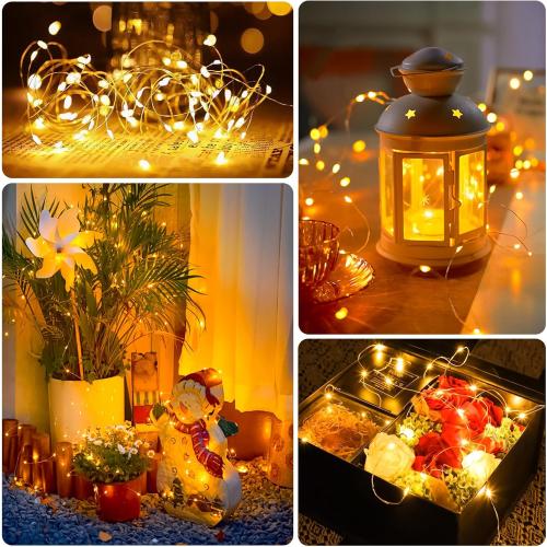 6 Pack Fairy Lights Battery Operated String Lights, 7ft 20 Led Mini Lights, Waterproof Silver Wire Starry for Mason Jars DIY Wedding Party Bedroom Christmas (Warm White)