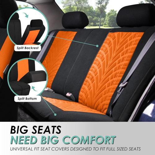 FH Group Full Set Travel Master Car Seat Covers, Airbag and Split Rear Car Seat Cover Universal Fit Interior Accessories for Cars Trucks SUV, Automotive Seat Covers, Orange