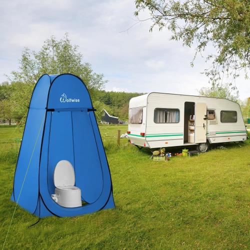 Wolfwise Pop Up Shower Tent, Portable Instant Changing Tent with Ventilation Window & Carry Bag, Privacy Bathroom Toilet Tent for Beach, Camping & Outdoor, Width 47.2 , Height 82.7 , Blue