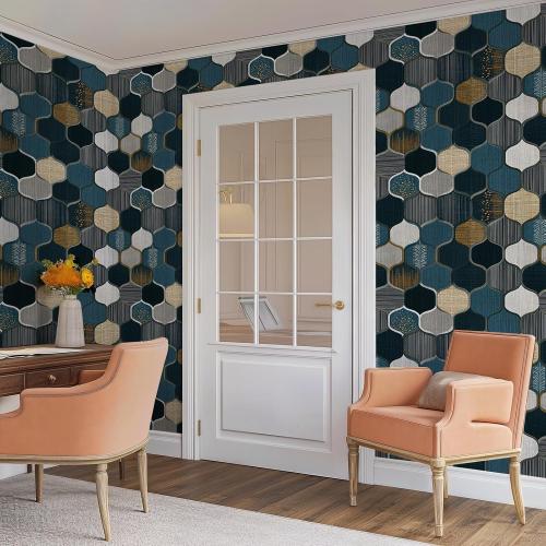 Elegant Geometric Tile Wallpaper Peel and Stick Removable 17.7 x 118.11 Multi-Texture Quatrefoil Pattern Wall Paper Self Adhesive for Classroom Bedroom Laundry Room Bathroom