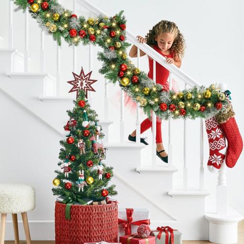 Beinhome 6 Ft Pre-Lit Christmas Garland, Artificial Christmas