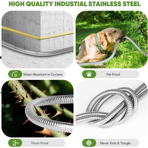 Garden Hose 150ft, Metal Stainless Steel Water Hose with 10 Function Nozzle Flexible, Lightweight, Kink-Free, Pet Proof, Puncture Proof Hose for Yard, Outdoor