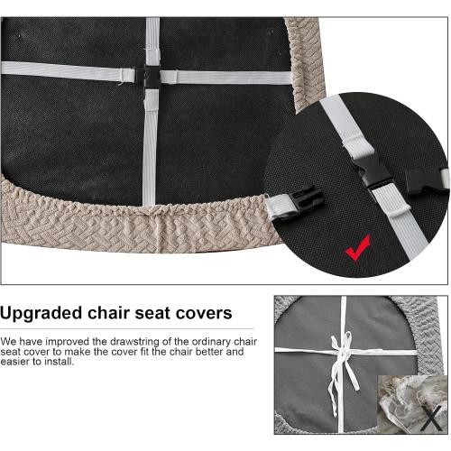 Genina Waterproof Seat Covers for Dining Room Chairs Covers Dining Chair seat Covers Kitchen Chair Covers slipcovers (Khaki, 2 Pcs)
