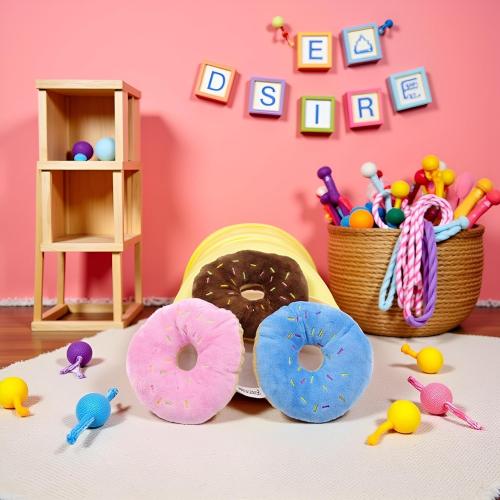 3Pcs Colorful Pet Toy Donut-Shape Squeaky Squeaker Puppy Dog Pet Cat Kitten Sound Chews Toy Random Color Sturdy and Practical Simple and Sophisticated Design，Toys，Dog Squeak Toys