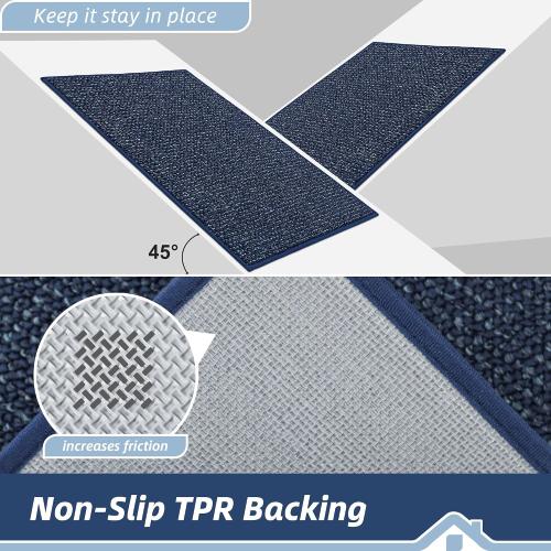 BEQHAUSE Dirt Trapper Door Mat 24 x 36, Non-Slip Washable Doormats, Blue