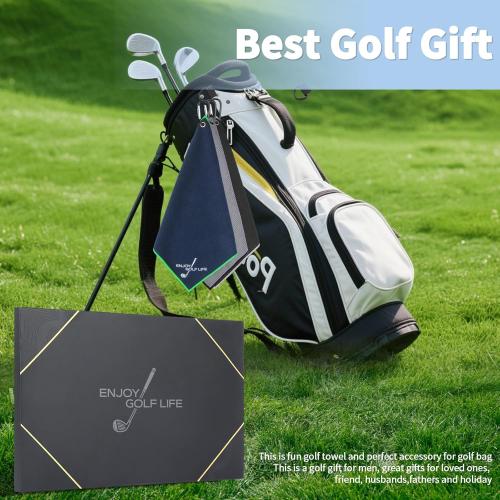 3 Pack Golf Towel(16 X 16), Top-Tier Microfiber Super Absorbent Golf Towels for Golf Bags, Premium Waffle-Pattern Embroidered with Carabiner Clip, Golf Accessories (3 Classic Colours)