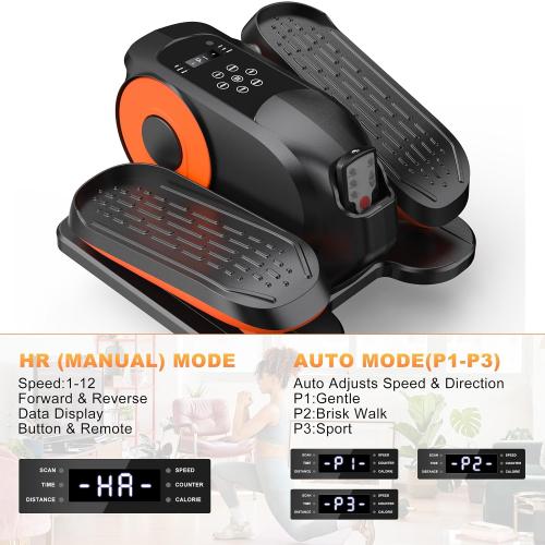 Low Impact Mini Under Desk Elliptical Quiet Electric Leg Exerciser | Compact portable under desk elliptical with non-slip mat, quiet motor for home office. Leg trainer gift for seniors mom dad