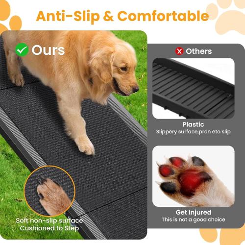Size 71x17 Color Black Dog Ramp for Car, 71''x 17'' Pet Ramp for Large Dogs with Anti-Slip Surface, Extra Long Dog Ramps Up to 250LBS for Truck SUV Van Stairs, Folding Car Ramp for Dogs to Get on Bed Couch