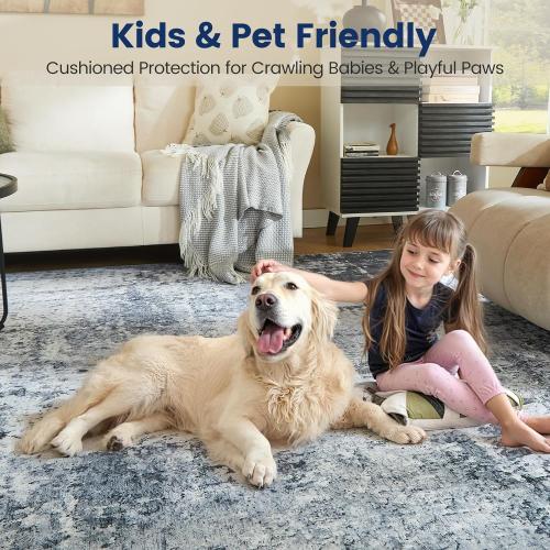 Size 5x7 Color grey  Area Rugs, Modern Abstract Rug with Anti Slip Backing, Stain Resistant Washable Rugs for Living Room, Non-Shedding Machine Washable Area Rug, Grey/White, 5'x7'