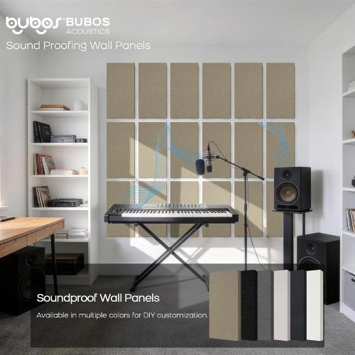 BUBOS 4 PCS Fabric Acoustic Panels, 23.6''x11.8''x1'' Self-Adhesive Soundproofing Panels for Home Studio, Office & Living Room, Sleek Design to Eliminate Echo,Fabric-Clad Jute