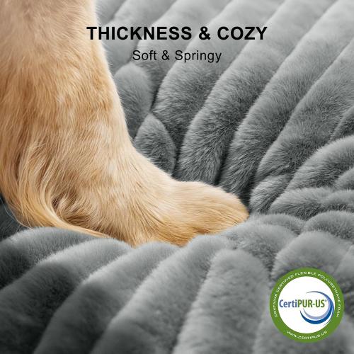 FURTIME Dog Bed for Small Dogs, Washable Orthopedic Dog Bed with Removable Cover, Rectangle Soft Calming Sleeping Puppy Bed Durable Pet Cuddler with Anti-Slip Bottom, Grey, S (20x19x6)