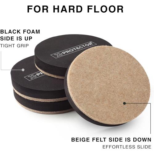 Felt Furniture Sliders Hardwood Floors X-PROTECTOR – 24 PCS 2 1/2 inch Furniture Sliders – Heavy Duty Felt Sliders Hard Surfaces – Move Your Furniture Easily & Safely!