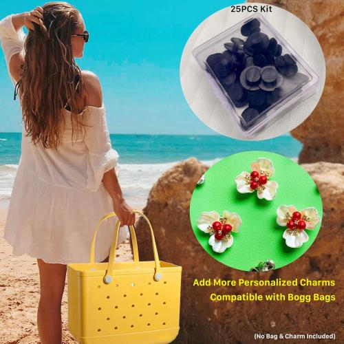 Lopau Charm Back Blank Bit Base for Bogg Bag, 25pcs DIY Accessory for Creating Custom Accessories and Charms for Bogg Bag, Simply Southern Beach Tote, No Adhesive