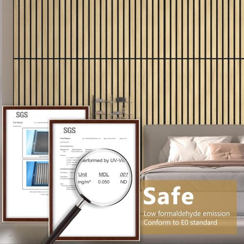 Acoustic Wood Wall Panels, 2-Pack 45.3 x 23.6 Soundproof Wall Panels, Wood Slat Wall Panels for Wall Decor, Natural Oak