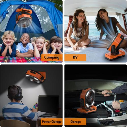 40000mAh Battery Powered Fan, Rechargeable Oscillating Floor Fan with Remote, 136H Cooling Camping Essentials for RV Garage, Fathers Day Gift for Men Dad Blue Collar Worker, Co-Branded with AMACOOL