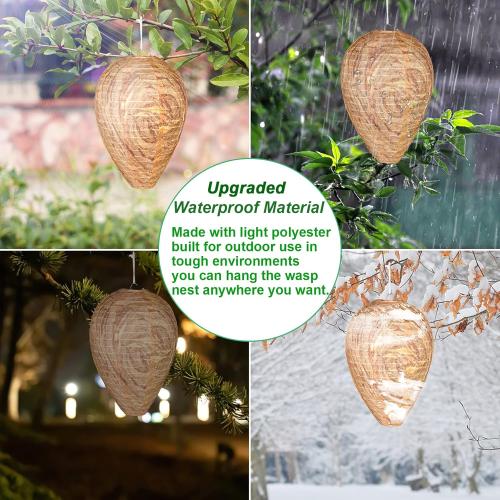 DECYOOL 2 Pack Wasp Nest Decoy Hanging Wasp for Wasps Hornets Yellow Jackets Outdoor Waterproof Material (Dark Brown)