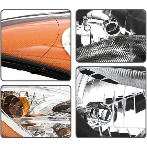 Chrome Headlights Headlamps Assembly w/Bulbs Compatible with 2011-2013 Hyundai Elantra US Built 92101-3Y000, 92102-3Y000 Direct Replacement