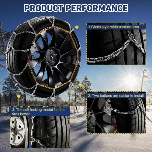 DEDC Snow Chains for SUV Tire Chains Compatible with Tesla Model Y Cars 1 Min Quick Fit Easy Chainsaw Reusable Universal Emergency Traction Chain Tire Width 235 245 255 265 275 - Set of 2 MS1521