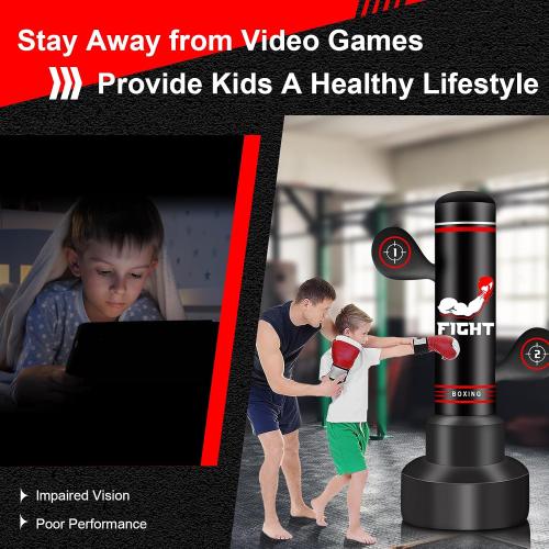 Heavy Punching Bag for Adults Teens, Boxing Bag with Gloves, Pump