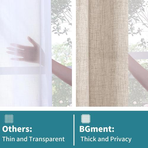 BGment Linen Curtains 63 Inch Length 2 Panels, Rod Pocket and Back Tab Light Filtering Textured Window Drapes for Bedroom Living Room Bathroom, 42 Inch Wide Each Panel
