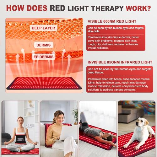 Pedete Red Light Therapy Mat for Body, 39''x24'' Large Infrared Light Therapy Pad with Timer, Birthday Mothers Day Gifts for Women Men, 660nm&850nm for Back Shoulder Joint Full Body with Storage Bag