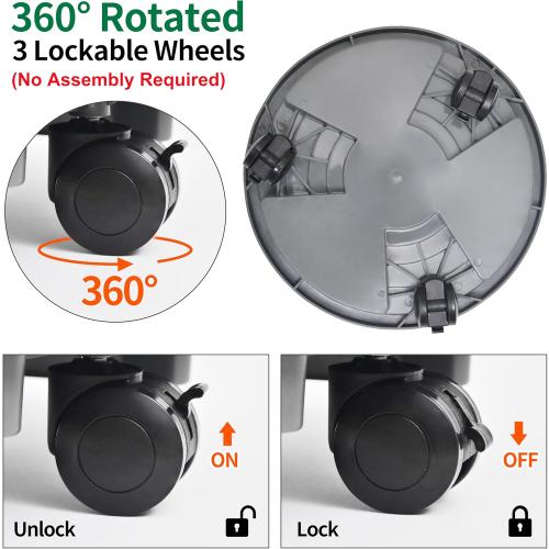 3 Pack 11 inch Plant Caddy with Lockable Wheel, Drainage & Self-watering Design, Movable Wheeled Round Planter Stand Coaster Trolley, Flower Pot Dolly Rack Tray on Rolling Caster Roller Indoor Outdoor