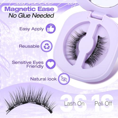 Magnetic Eyelashes Natural Look Magnetic Eyelashes with Applicator No Glue Magnetic Lashes with Applicator Wispy False Lashes with Magnets Reusable Lashes by Lanflower
