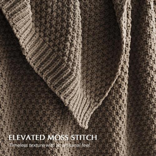 EVERGRACEHOME Chunky Chenille Knit Throw Blanket for Couch, Soft Luxurious Moss Stitch Blankets for Bed, Cozy Decorative Farmhouse Knitted Throws for Sofa, Mocha Brown, 60 x 80