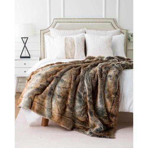 Luxury Brown Faux Fur Throw Blanket for Couch,50x60, Shaggy