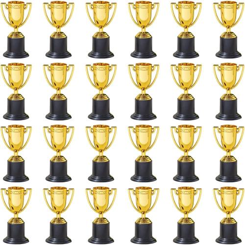 Juvale Mini Trophies Bulk - 4 in, Gold-Plated Plastic, 24-Pack - Trophies for Kids & Adults - Sports, School & Party Awards
