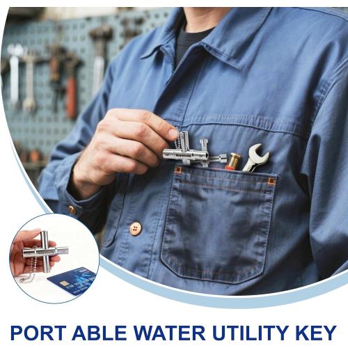 4-Way Sillcock Key, 2-Pack 40Cr Water Key, Multi-Functional & Utility Wrench, Shut Off Tool for 1/4, 9/32, 5/16, 11/32 Valve, Spigot & Electric Meter, Ideal for Home, Public & Commercial