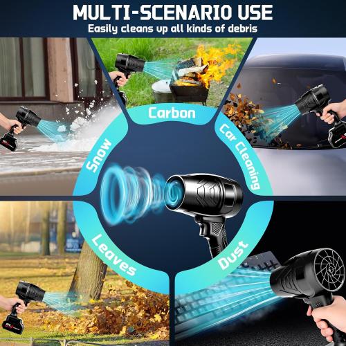 COLOR GREEN ❗❗Handheld Leaf Blower Cordless 990,000 RPM with 2 x 4.0Ah Battery | Lawn Care, Yard Cleaning, Car Blowing, Stepless Speed, Copper-core DC Motor, with Storage Case, with Gloves, Electric Blower