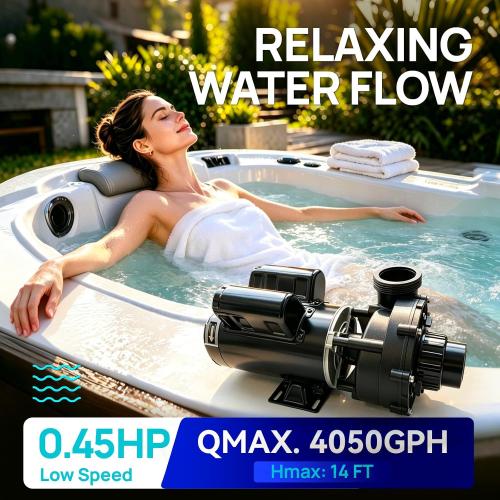 Aquastrong Spa Pump, 2HP Dual Speed Hot Tub Pump, 56 Frame, Up to 9,246 GPH, 115V Durable Motor, Easy Installation, Compatible with Most Hot Tubs & Spa Systems