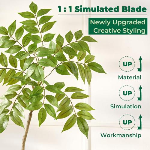 Size 6.5FT Artificial Sumac Tree with White Pot, Tall Faux Plants Indoor, Large Fake Tree with Nearly Natural Silk Plant (Real Touch), for Home, Office, Living Room, Patio, Lobby Decor