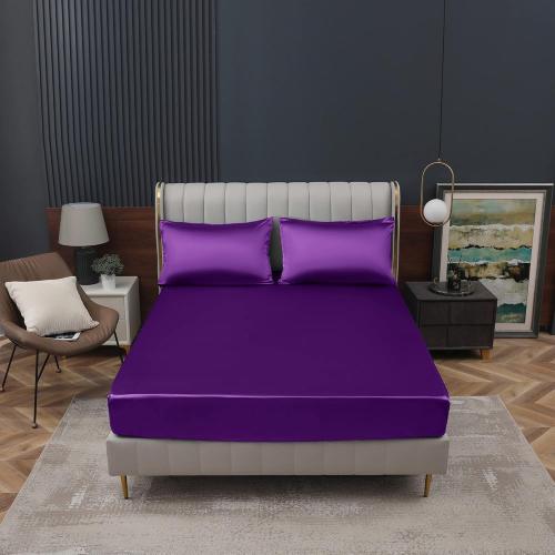 Homiest Purple Satin Fitted Sheet - Twin Size, Deep Pocket, Luxury & Ultra Soft Bedding