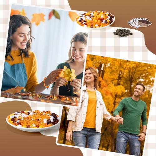 Tondiamo 36 Set Thanksgiving Bracelet Kit Fall Bracelet Crafts Kit Thanksgiving Acorns Shaped Beads and Card with Jute Twine for Jewelry Making Fall DIY Games Activities Prizes