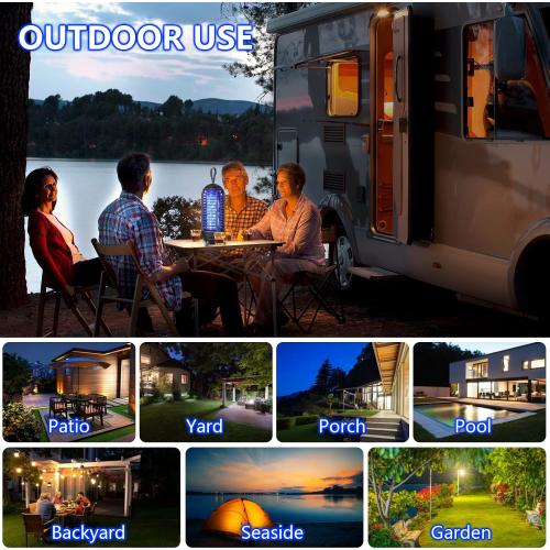 Cordless Bug Zapper Outdoor Rechargeable 2 in 1 Wireless Mosquito Killer Lamp 2500mAh Bug Zapper Electric Trap Ideal Fly Zapper Indoor for Patio, Home, Backyard, Yard, Garden, Campsite (Black)