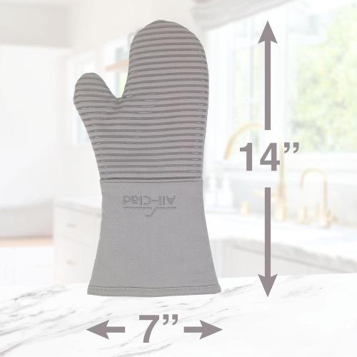 All-Clad Premium Silicone Oven Mitt: Heat Resistant to 500 Degrees - 100% Cotton & Silicone, 14x7 Pot Holder for Kitchen and Barbeque, (6-Pack), Titanium Gray