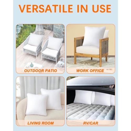 Outdoor Pilllows Waterproof 12x20 Pillow Insert Set of 4, Water-Resistant Retangular Throw Pillow Inserts for Patio, Garden, Porch, Lumbar Supportive Outdoor Furniture Decor