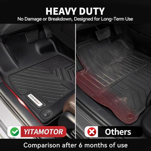 YITAMOTOR Floor Mats for 2019-2026 Chevrolet Silverado/GMC Sierra 1500 & 2020-2026 Chevy Silverado/GMC Sierra 2500HD/3500HD Crew Cab With Underseat Storage Box Bucket Seat, 1st & 2nd Row, Black