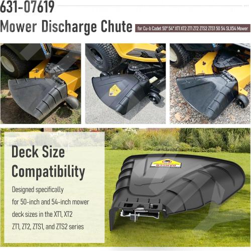 631-07619 Mower Discharge Chute/Side Discharge Deflector Chute for Cu-b Cadet 50 54 XT1 XT2 ZT1 ZT2 ZTS2 ZTS1 50 54 SLX54 Mower