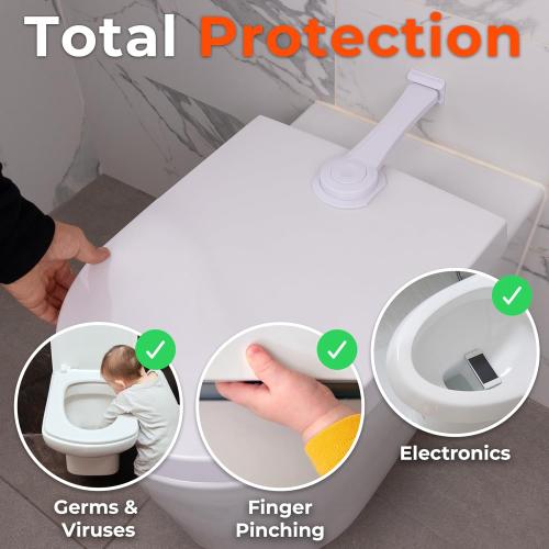 2-Pack Toilet Locks Baby Proof - Toilet Seat Locks for Toddlers with Adhesive - Toilet Latches Child Safety - No Tools Required