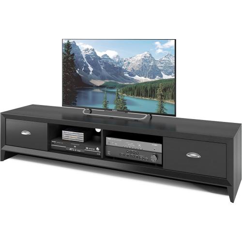 CorLiving Lakewood Modern Black Engineered Wood TV Stand with Drawers for TVs up to for Living Room and Bedroom - Large Low Media Storage, Entertainment Center