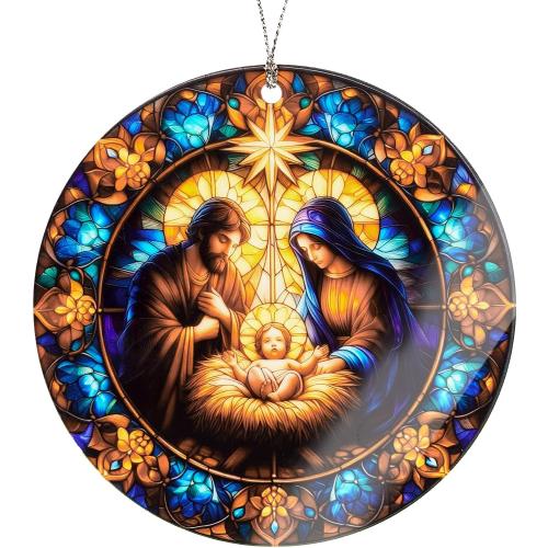Nativity Ornaments for Christmas Tree, Christmas Ornaments 2025, Religious Nativity Scene Decoration, Christian Christmas Ornaments, Elegant Holy Family Ornament, Faith-Inspired Holiday Keepsake