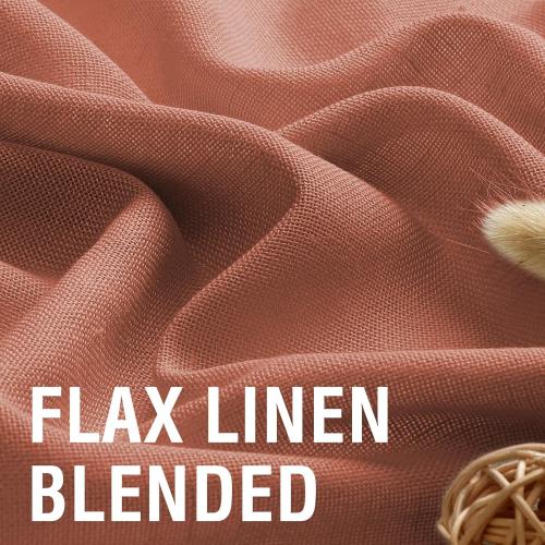 H.VERSAILTEX Natural Linen Curtains 84 inches Long for Living Room 2 Panels Back Tab Loop Pocket Textured Light Filtering Semi Sheer Curtains Rustic Farmhouse Boho Curtain for Bedroom, Terracotta