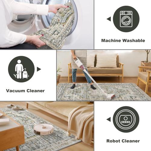 6x9 Area Rug for Living Room - Boho Rug for Bedroom Dining Room Machine Washable Vintage Carpet Stain Resistant